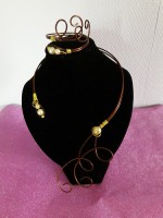 Parure alu marron Collier + bracelet 