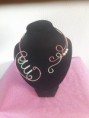 Parure oui alu  argenté  et rose collier + bracelet 