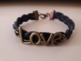 Bracelet cuir tressé femme noir